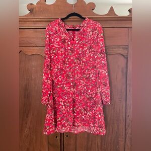 Loft primrose tie neck flare mini dress